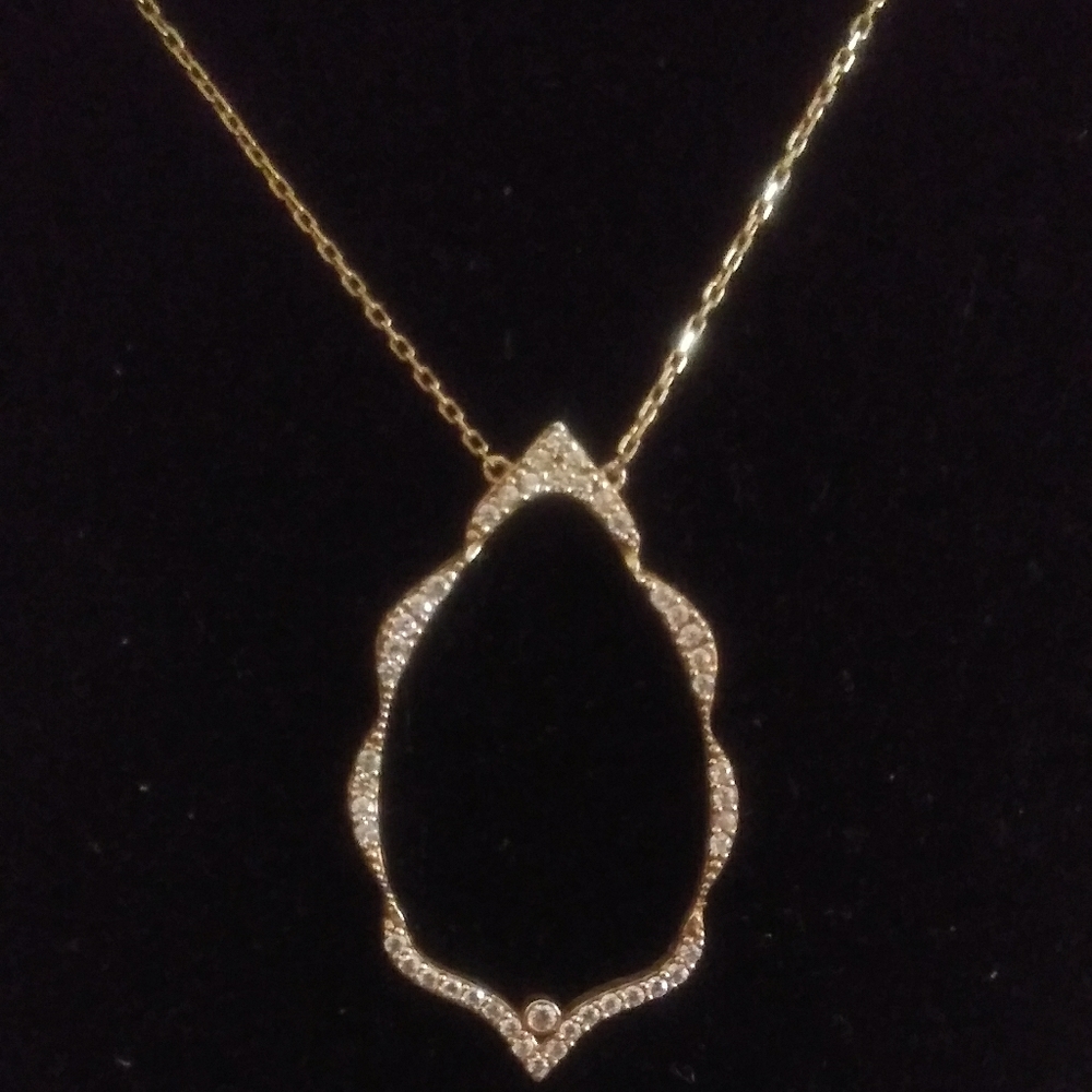 Sterling silver necklace with sparkling stones.